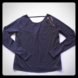 UA gray open back heatgear threadborne shirt